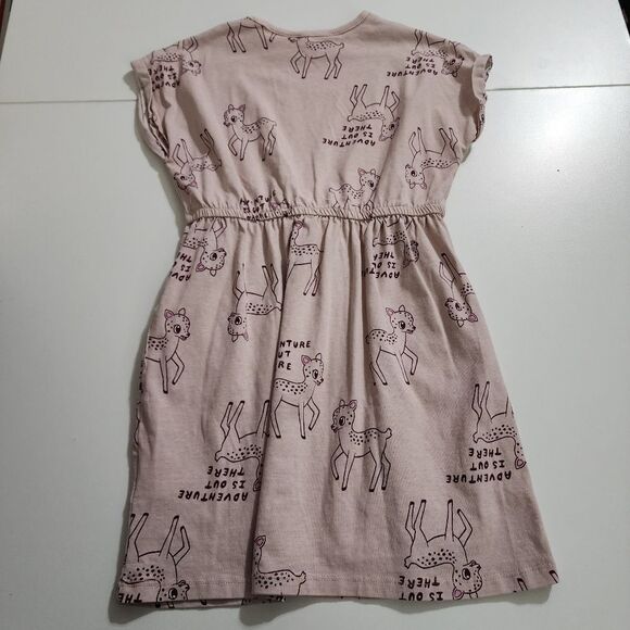 H&M Girls Baby Deer Pink Cotton Jersey Dress Size 5t New without Tags - Picture 6 of 6
